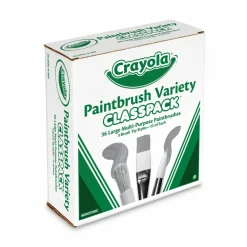 Crayola Large Variety Paint Brush Classpack, Natural; Nylon Bristles, Flat; Round Profiles, 36/Set