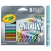 Crayola Metallic Markers, Bullet Point, Assorted Colors, Pack Of 8