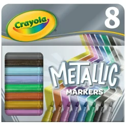 Crayola Metallic Markers, Bullet Point, Assorted Colors, Pack Of 8