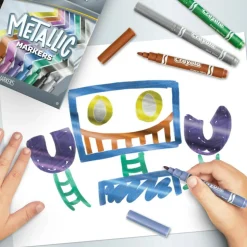 Crayola Metallic Markers, Bullet Point, Assorted Colors, Pack Of 8