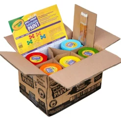Crayola Spill Proof Washable Paints, 5 Colors, 1.4 oz Cups, 5 Sets/Carton
