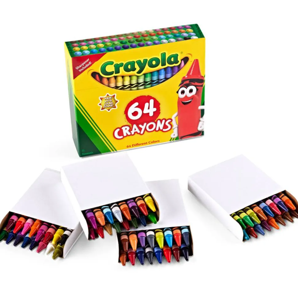 Crayola Standard Crayons With Built-In Sharpener, Assorted Colors, Box Of 64 Crayons