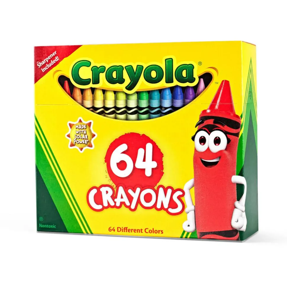 Crayola Standard Crayons With Built-In Sharpener, Assorted Colors, Box Of 64 Crayons