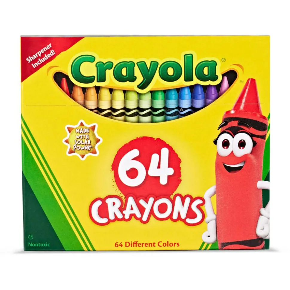 Crayola Standard Crayons With Built-In Sharpener, Assorted Colors, Box Of 64 Crayons