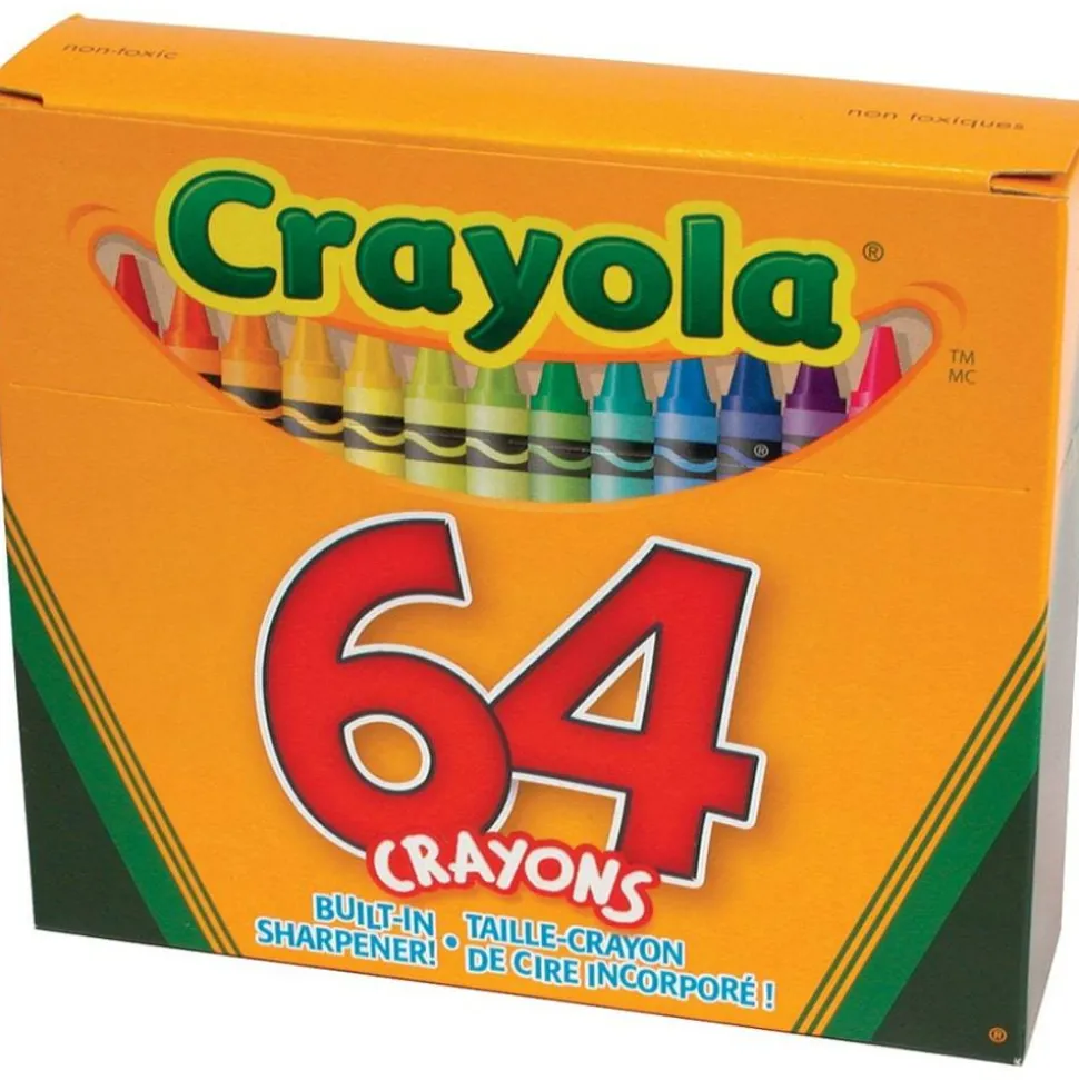 Crayola Standard Crayons With Built-In Sharpener, Assorted Colors, Box Of 64 Crayons