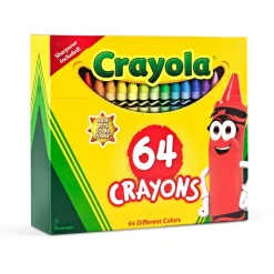 Crayola Standard Crayons With Built-In Sharpener, Assorted Colors, Box Of 64 Crayons