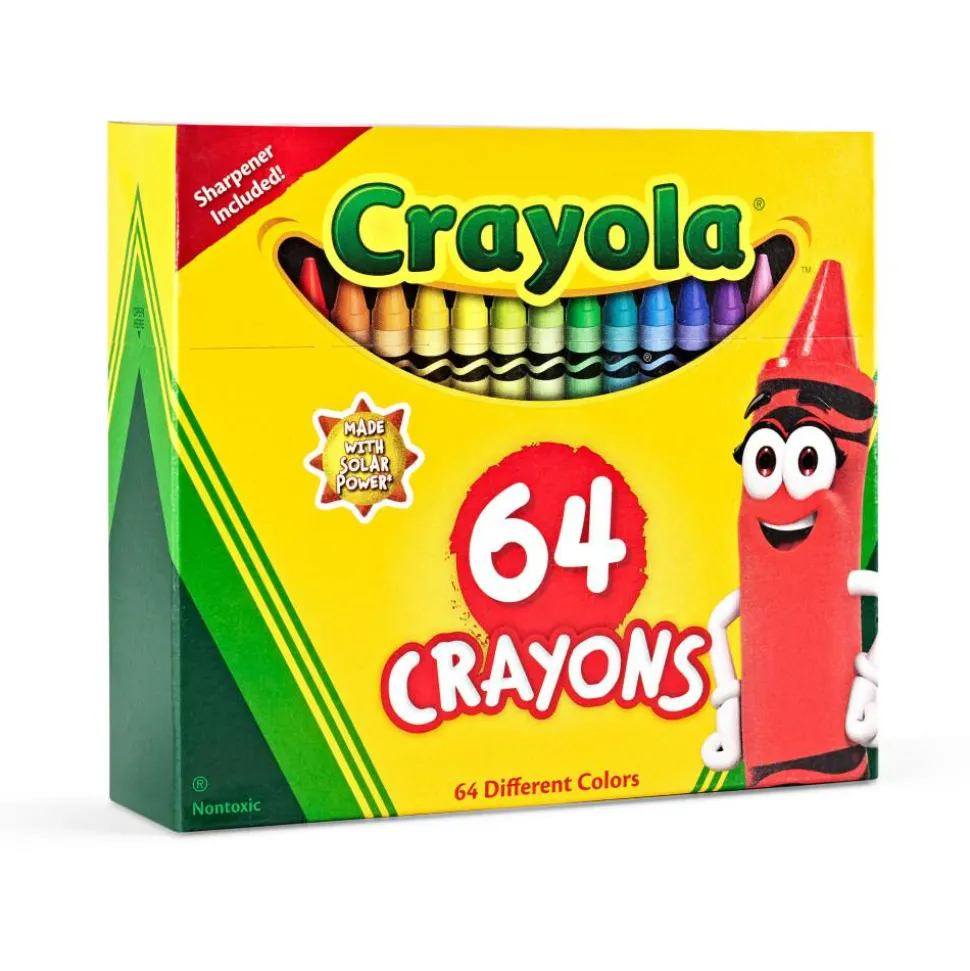 Crayola Standard Crayons With Built-In Sharpener, Assorted Colors, Box Of 64 Crayons