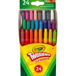 Crayola Twistables Crayons With Plastic Container, Mini Size, Assorted Colors, Pack Of 24 Crayons