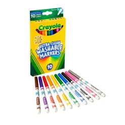 Crayola Ultra-Clean Washable Markers, Fine Tip, Assorted Classic Colors, Box Of 10