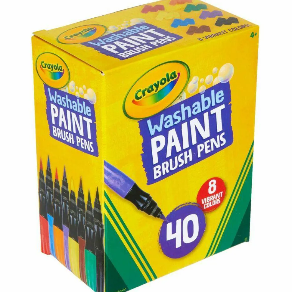 Crayola Washable Paint Brush Pens, Assorted Colors, Box Of 40