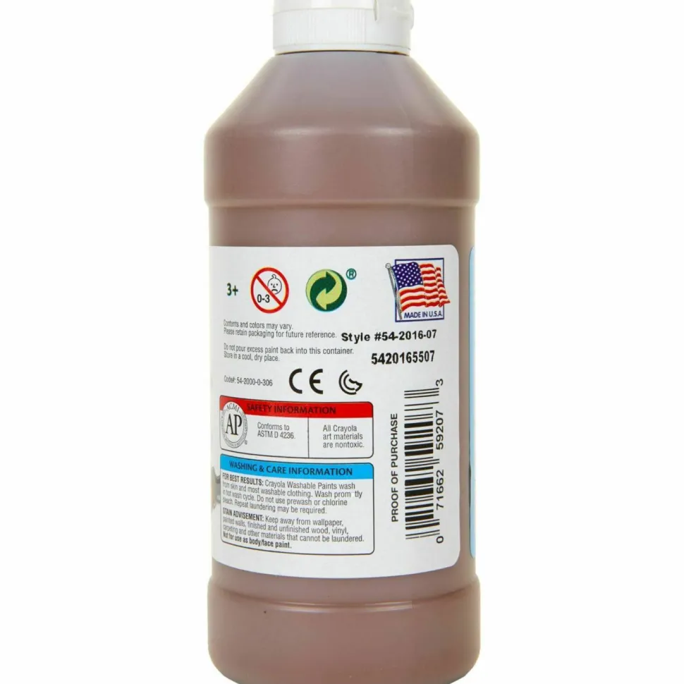 Crayola Washable Paint, Brown, 16 Oz
