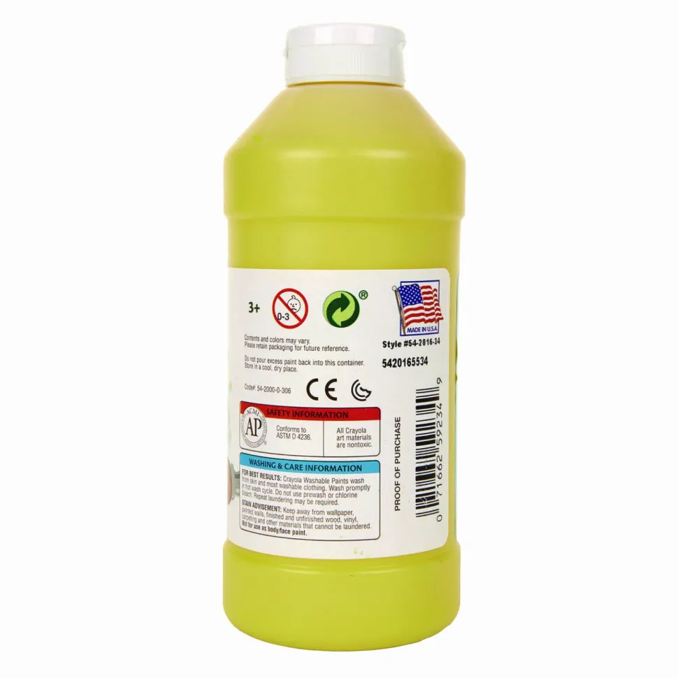 Crayola Washable Paint, Yellow, 16 Oz