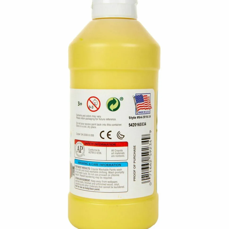 Crayola Washable Paint, Yellow, 16 Oz