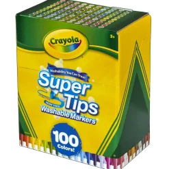 Crayola Washable Super Tips Markers, Assorted Colors, Pack Of 100 Markers