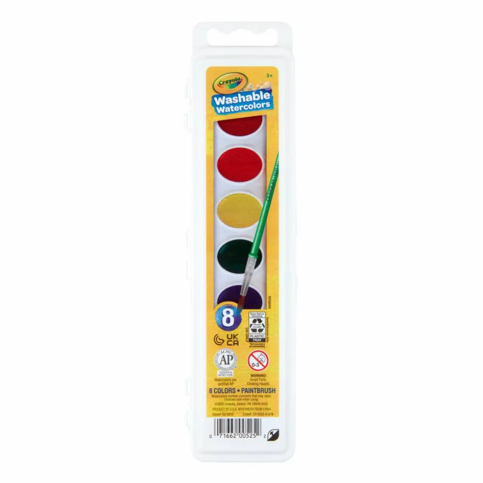 Crayola Washable Watercolor Set With Brush, Assorted Colors