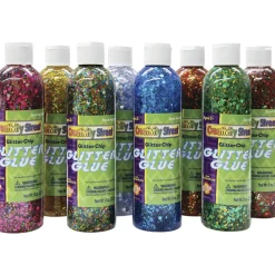 Creativity Street Glitter Chip Glue, 8 Oz, Assorted Colors, Pack Of 8