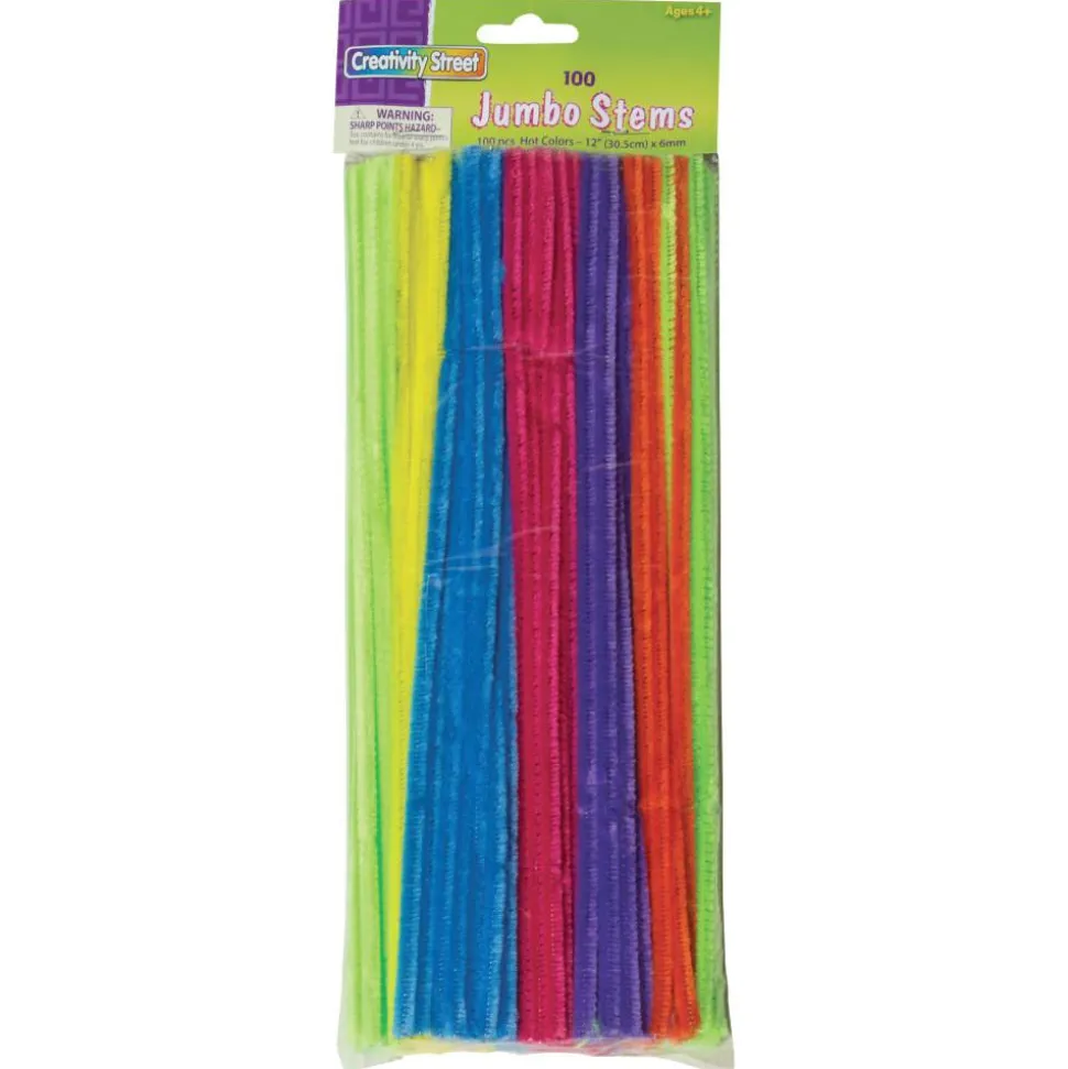 Creativity Street Jumbo Chenille Pipe Cleaners, 12" 1/4", Neon, Pack of 100