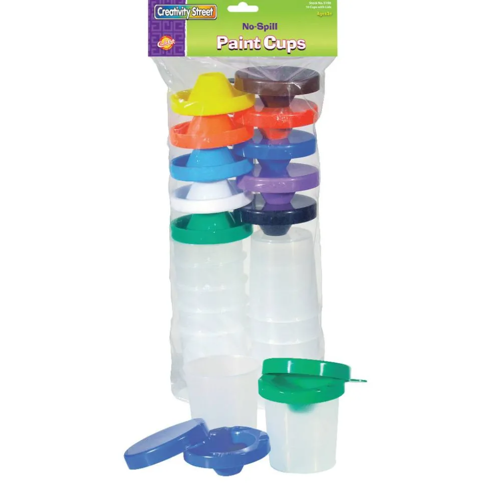 Creativity Street No-Spill Round Paint Cups With Colored Lids