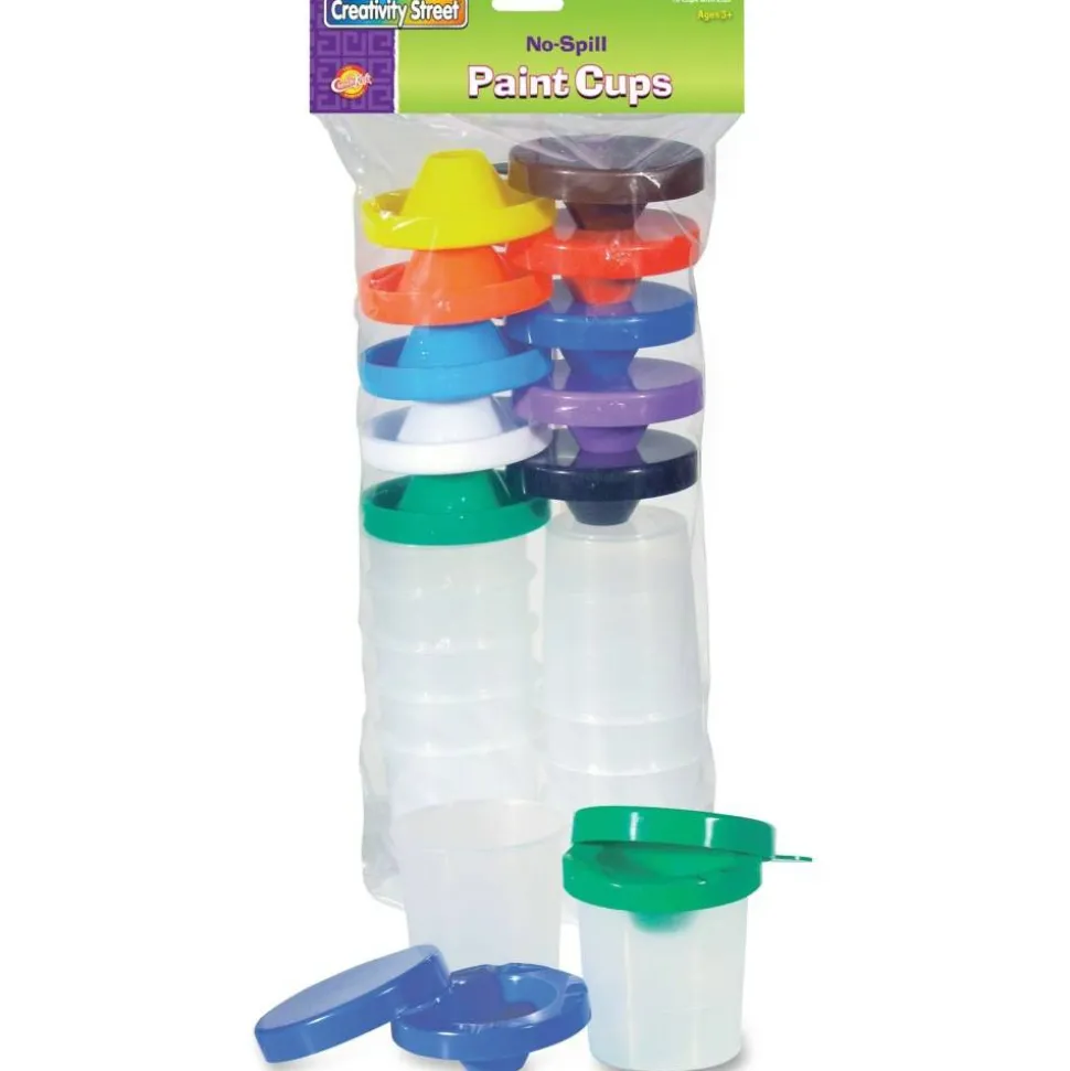 Creativity Street No-Spill Round Paint Cups With Colored Lids