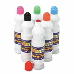 Creativity Street Sponge Paint Set, 6 Assorted Colors, 2.2 oz Bottle, 6/Pack