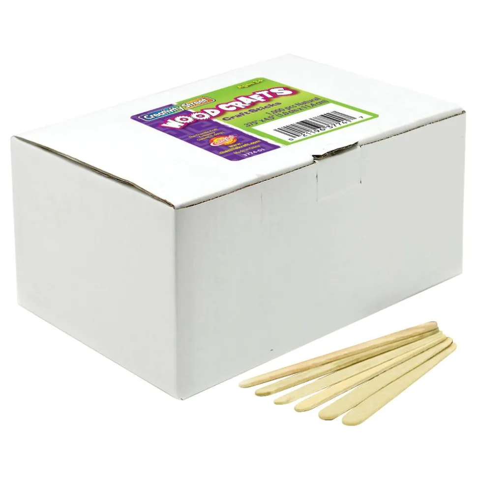 Creativity Street Wood Crafts Economy Craft Sticks, 4-1/2" x 3/8", Natural, Box of 1,000