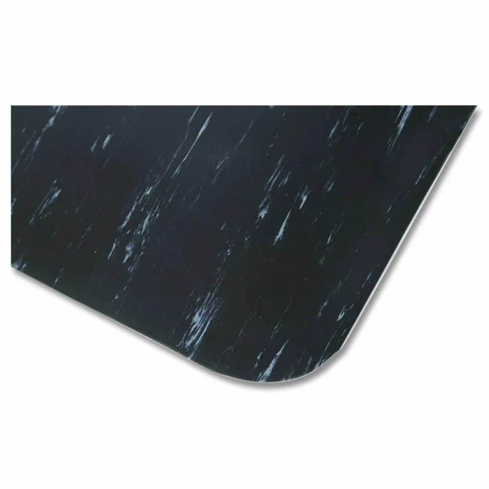 Crown Cushion-Step Marbleized Rubber Mat, Rectangular, Black Smooth Surface, 36" x 72"