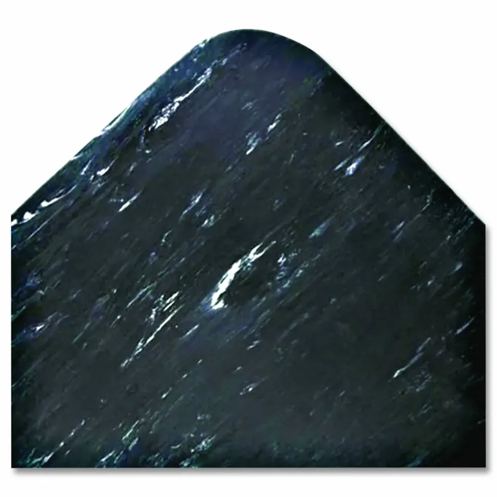 Crown Cushion-Step Marbleized Rubber Mat, Rectangular, Black Smooth Surface, 36" x 72"