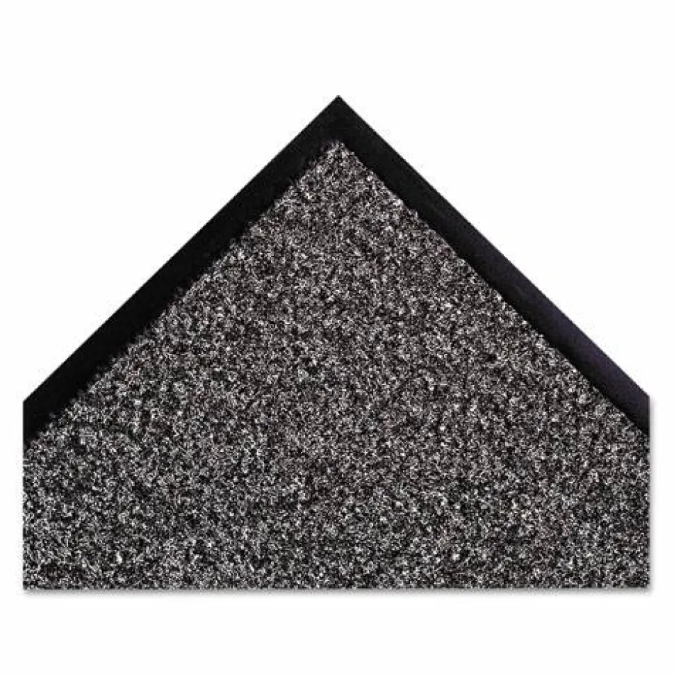 Crown Dust-Star Microfiber Wiper Mat, Rectangular, Charcoal Gray Carpeted Surface, 36" x 10 ft