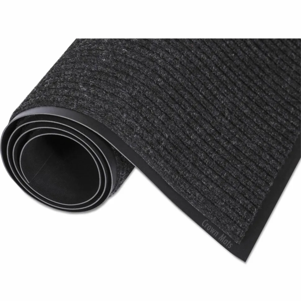 Crown Needle-Rib Wiper/Scraper Mat, Rectangular, Charcoal Gray Ribbed Surface, 48" x 72"