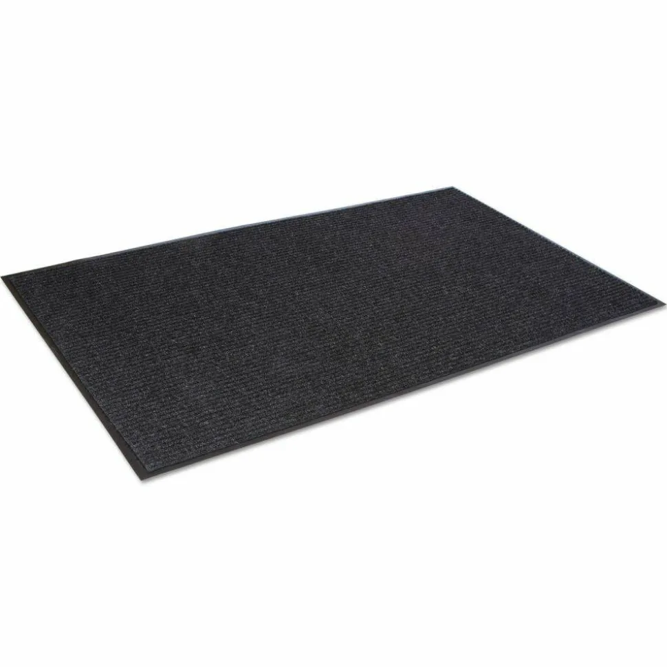 Crown Needle-Rib Wiper/Scraper Mat, Rectangular, Charcoal Gray Ribbed Surface, 48" x 72"