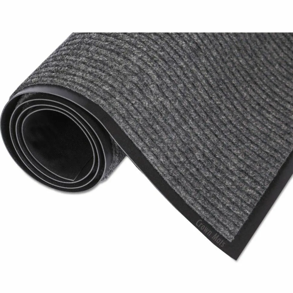 Crown Needle-Rib Wiper/Scraper Mat, Rectangular, Gray Ribbed Surface, 48" x 72"