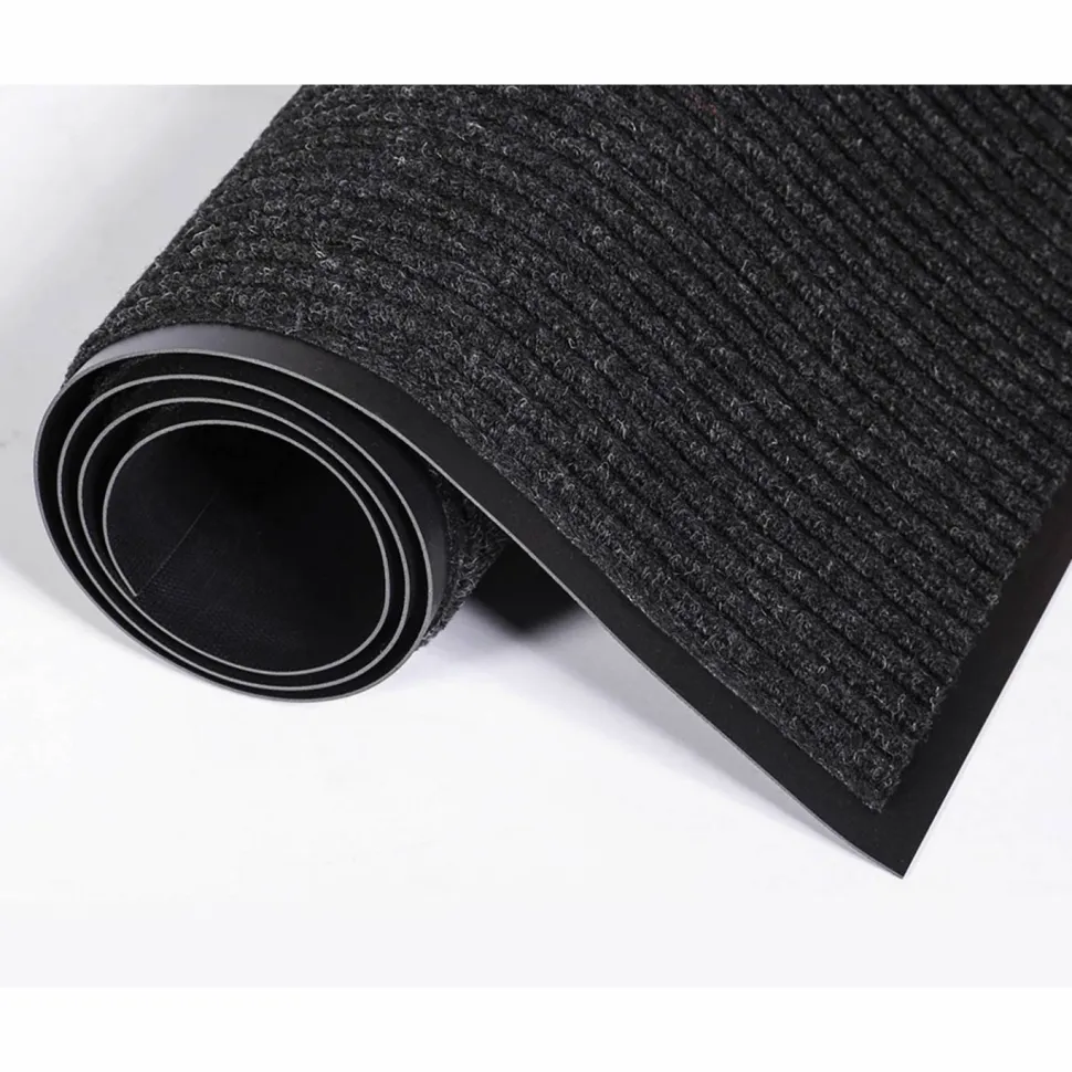 Crown Needle-Rib Wiper/Scraper Mat, Rectangular, Charcoal Gray Ribbed Surface, 36" x 60"