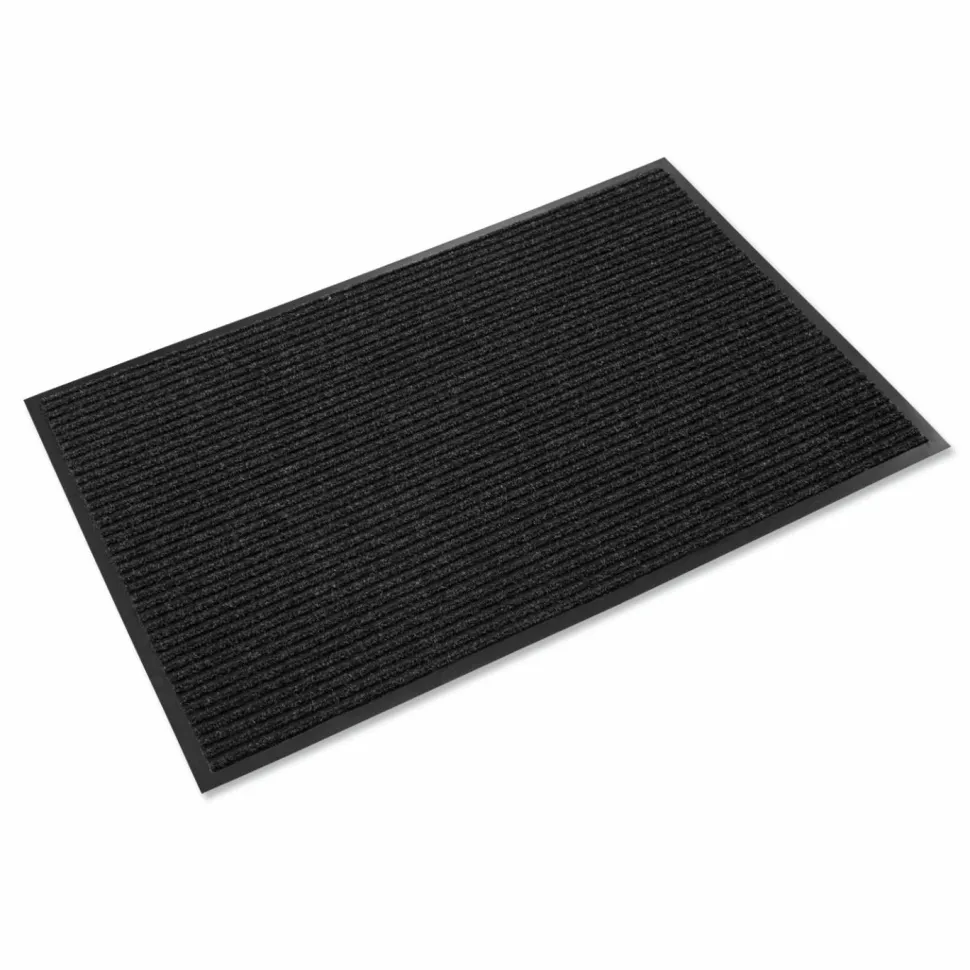 Crown Needle-Rib Wiper/Scraper Mat, Rectangular, Charcoal Gray Ribbed Surface, 36" x 60"