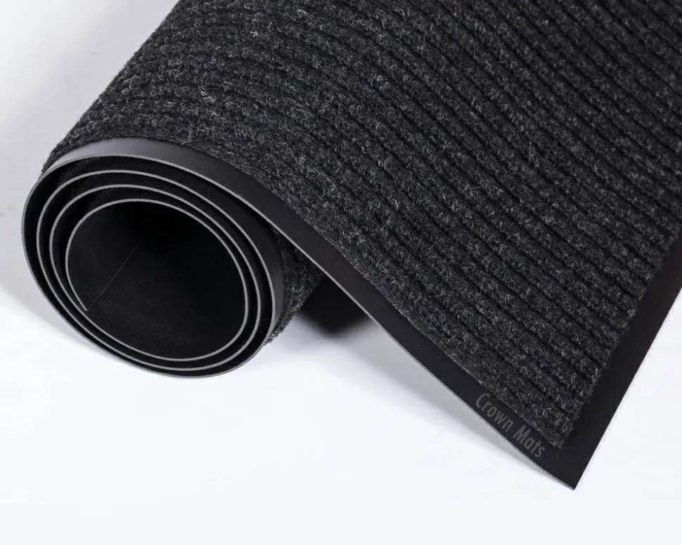 Crown Needle-Rib Wiper/Scraper Mat, Rectangular, Charcoal Gray Ribbed Surface, 36" x 48"