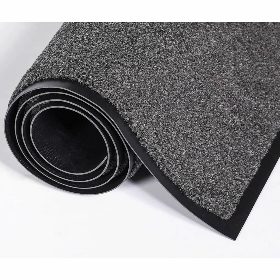 Crown Rely-On Olefin Indoor Wiper Mat, Rectangular, Charcoal Gray Cut Pile Surface, 36" x 10 ft