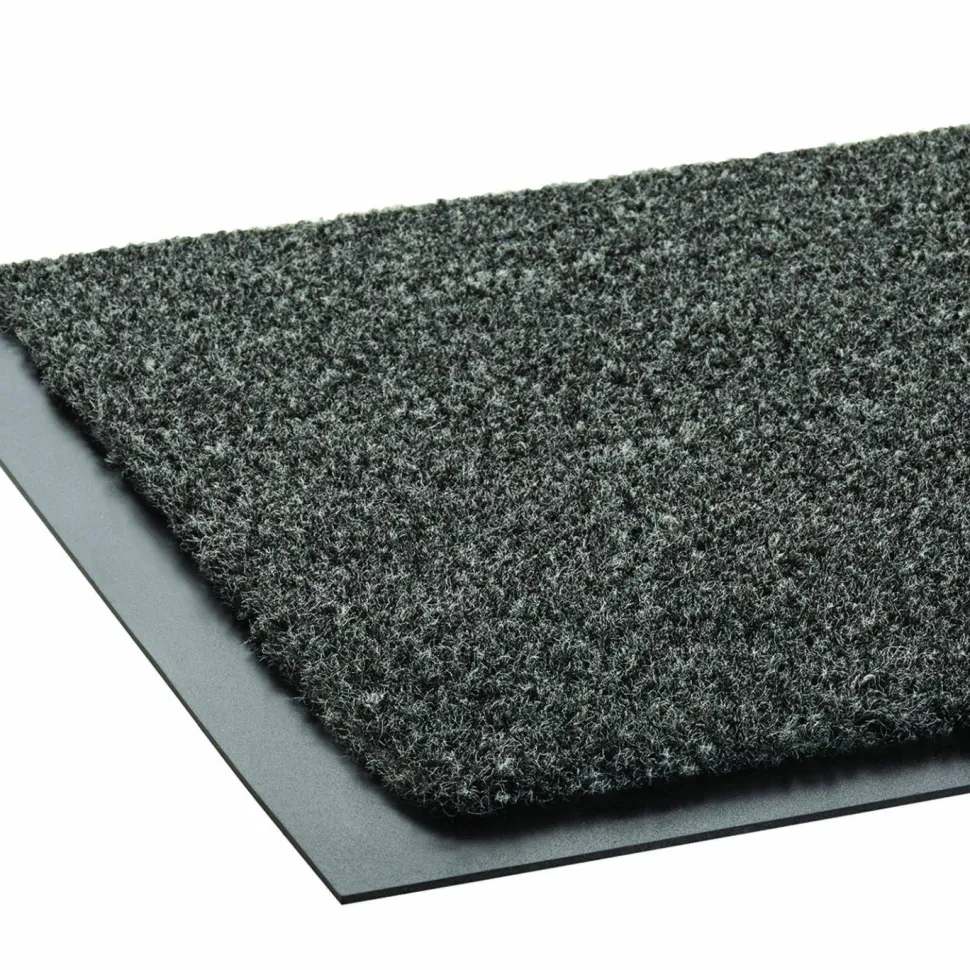 Crown Rely-On Olefin Indoor Wiper Mat, Rectangular, Charcoal Gray Cut Pile Surface, 48" x 72"
