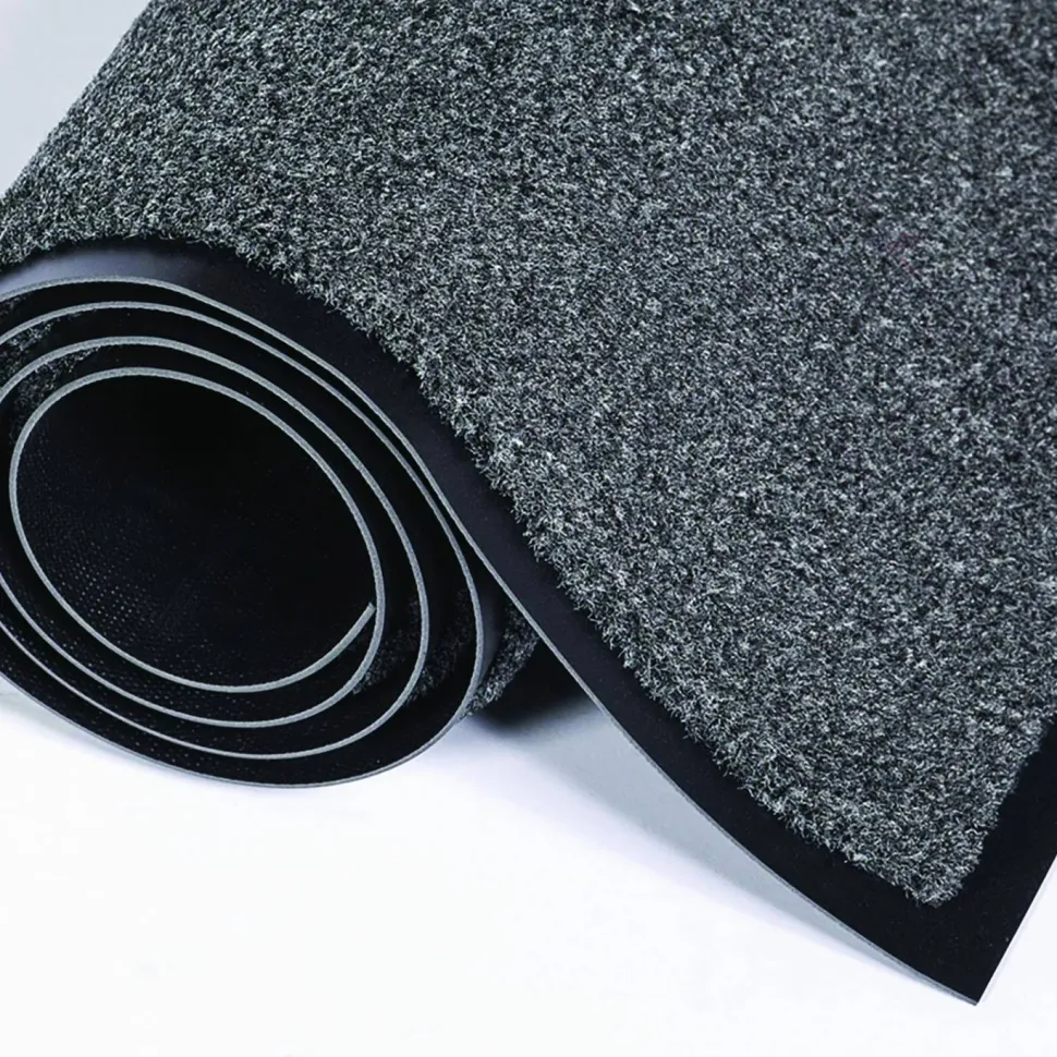 Crown Rely-On Olefin Indoor Wiper Mat, Rectangular, Charcoal Gray Cut Pile Surface, 48" x 72"