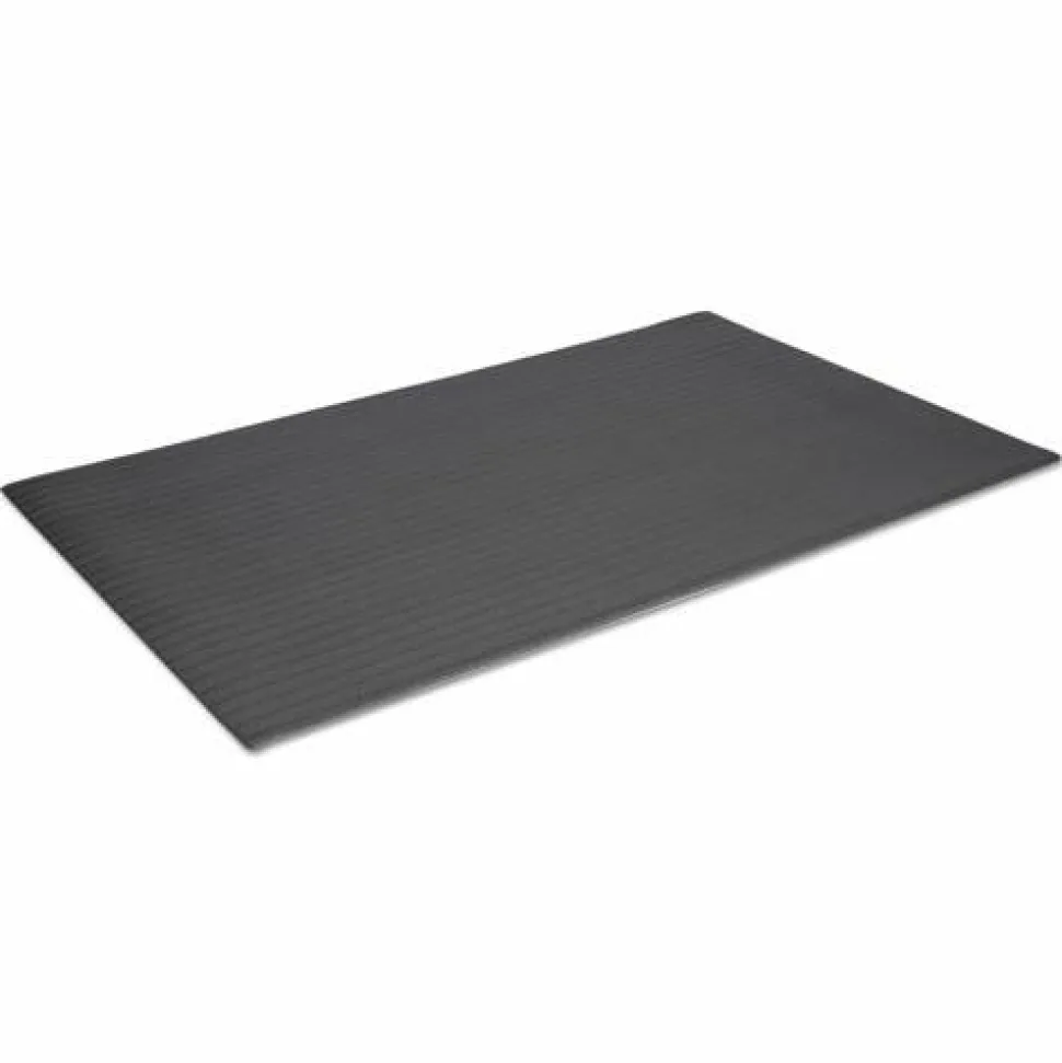 Crown Ribbed Vinyl Anti-Fatigue Mat, Rectangular, Gray Ribbed Surface, 24" x 36"