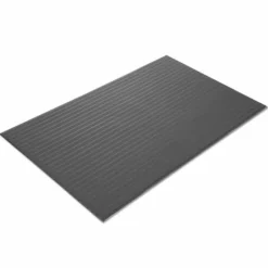 Crown Ribbed Vinyl Anti-Fatigue Mat, Rectangular, Gray Ribbed Surface, 24