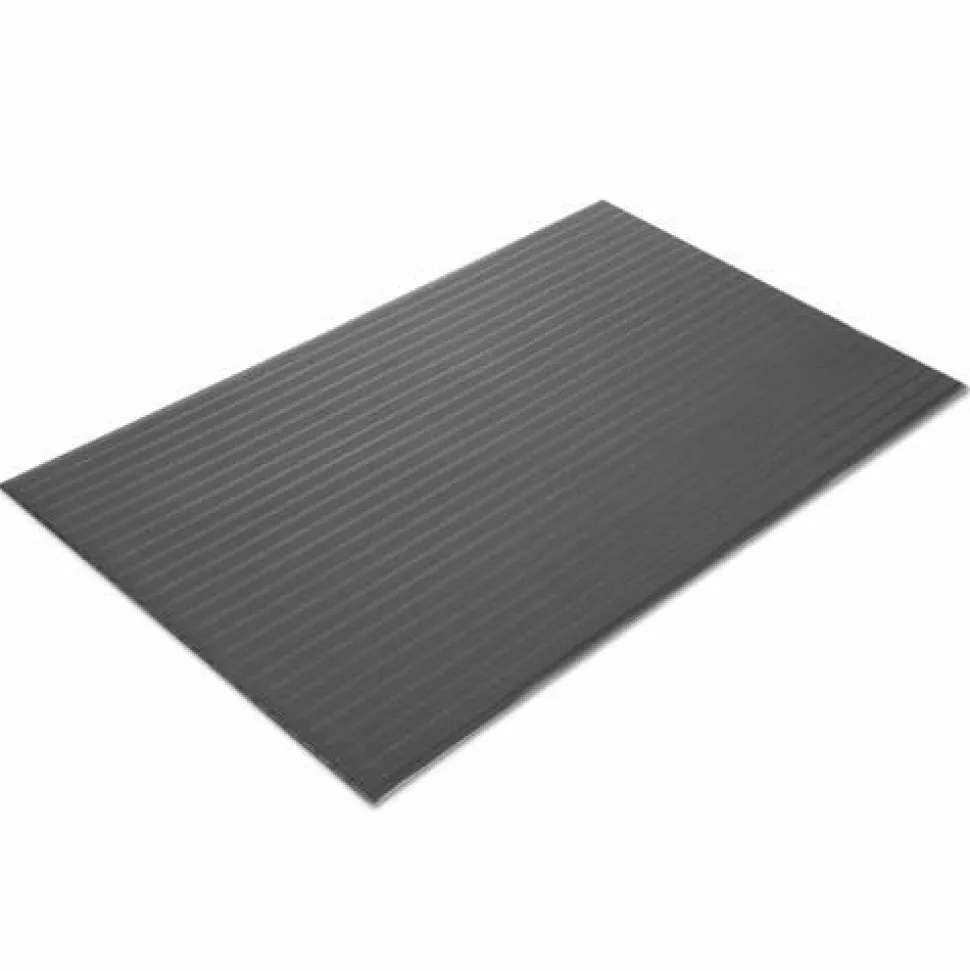 Crown Ribbed Vinyl Anti-Fatigue Mat, Rectangular, Gray Ribbed Surface, 24" x 36"