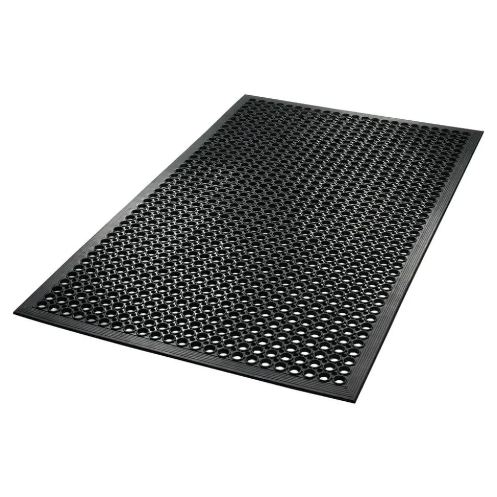 Crown SafeWalk-Light Antifatigue Drainage Mat, 36" x 60", Black