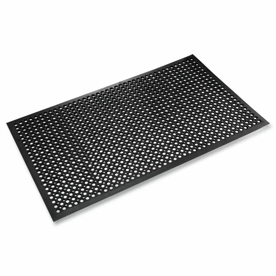 Crown SafeWalk-Light Antifatigue Drainage Mat, 36" x 60", Black