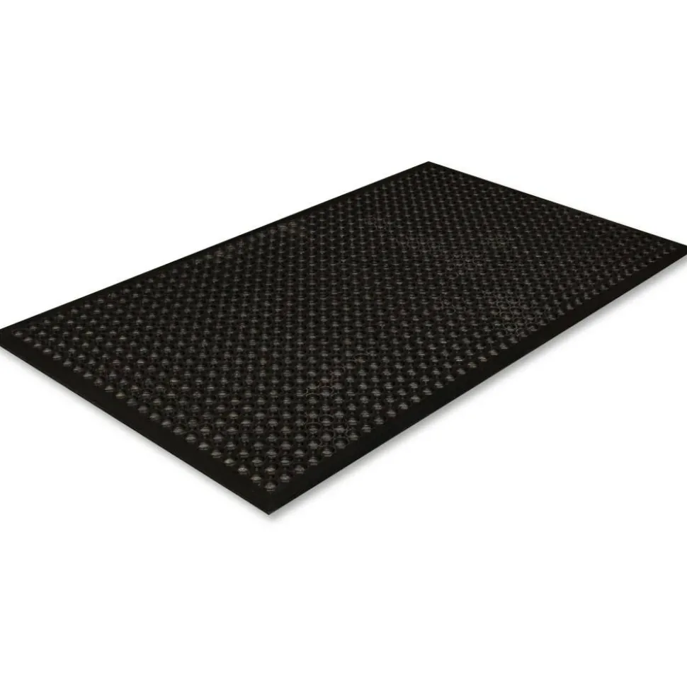 Crown SafeWalk-Light Antifatigue Drainage Mat, 36" x 60", Black