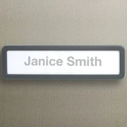 Cubicle Name Plate, 2 5/8" x 9 1/8" x 7/8", 30% Recycled, Charcoal