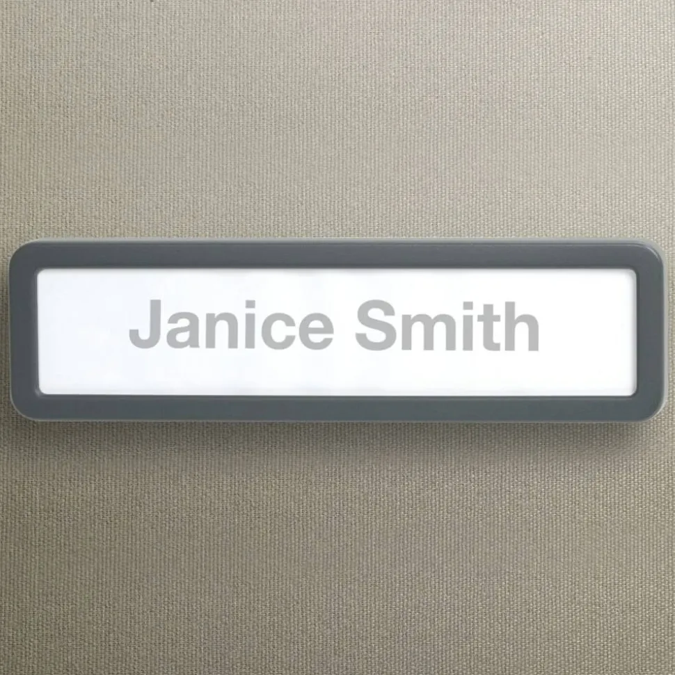 Cubicle Name Plate, 2 5/8" x 9 1/8" x 7/8", 30% Recycled, Charcoal