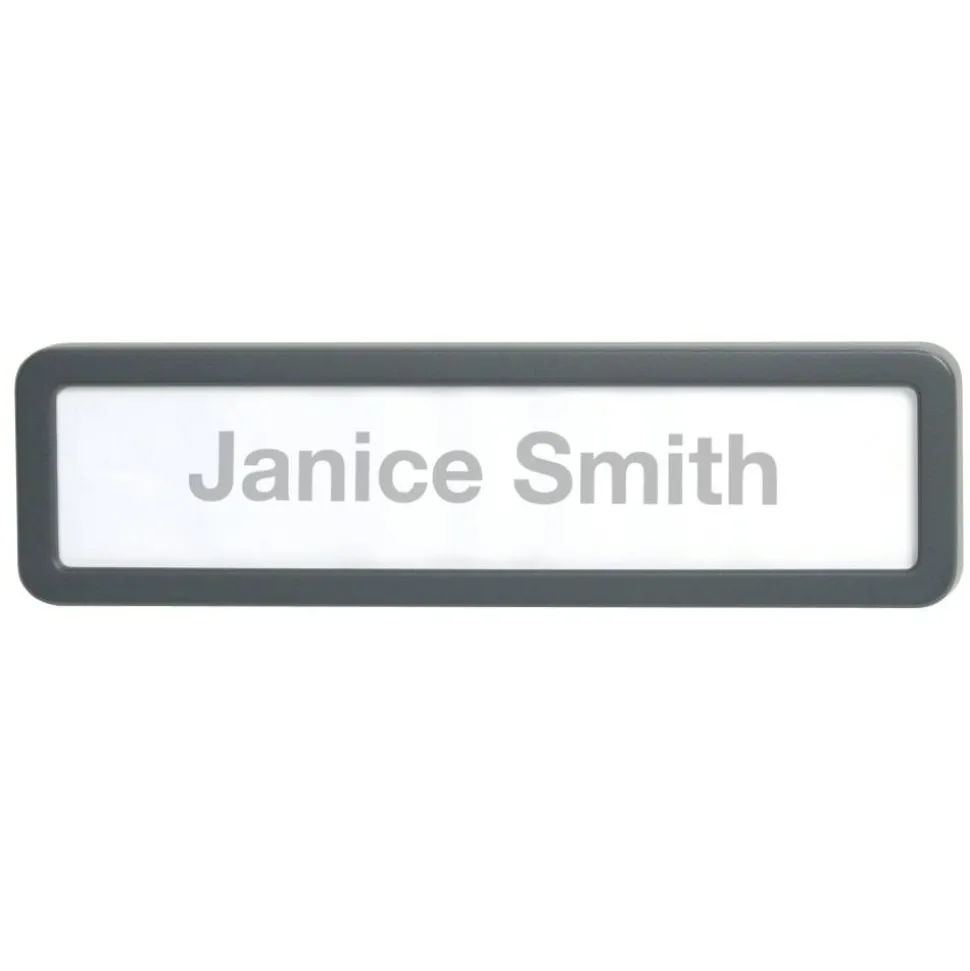 Cubicle Name Plate, 2 5/8" x 9 1/8" x 7/8", 30% Recycled, Charcoal