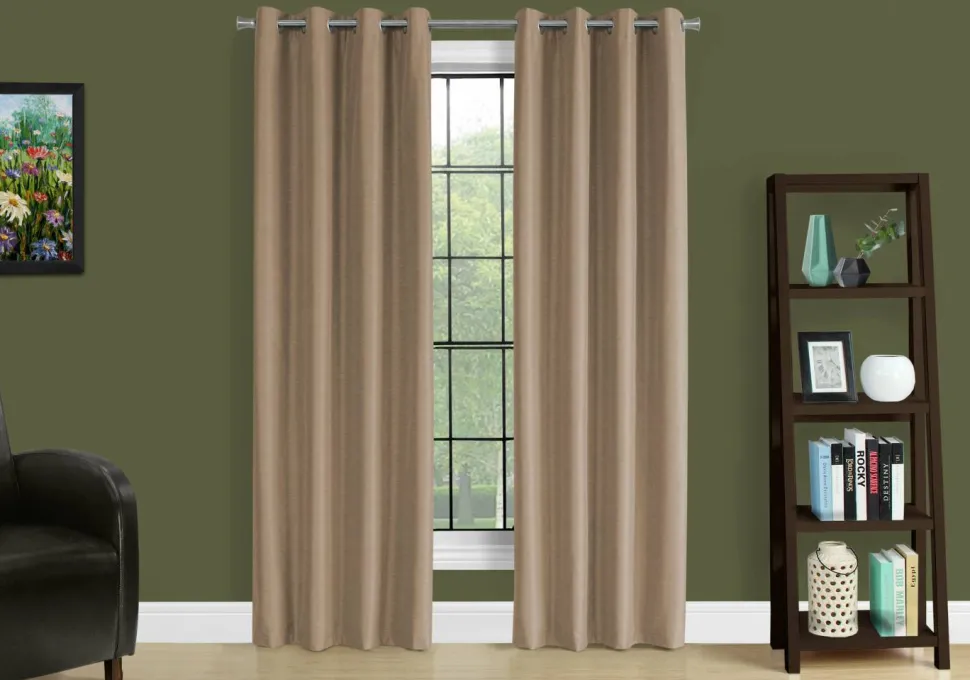 Curtain Panel, 2pcs Set, 54"W X 84"L, 100% Blackout, Grommet, Living Room, Bedroom, Kitchen, Brown Thermal Insulation Polyester, Contemporary, Modern
