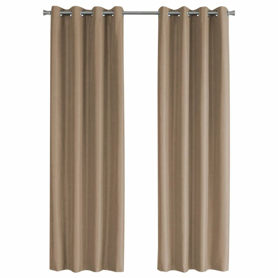 Curtain Panel, 2pcs Set, 54"W X 84"L, 100% Blackout, Grommet, Living Room, Bedroom, Kitchen, Brown Thermal Insulation Polyester, Contemporary, Modern