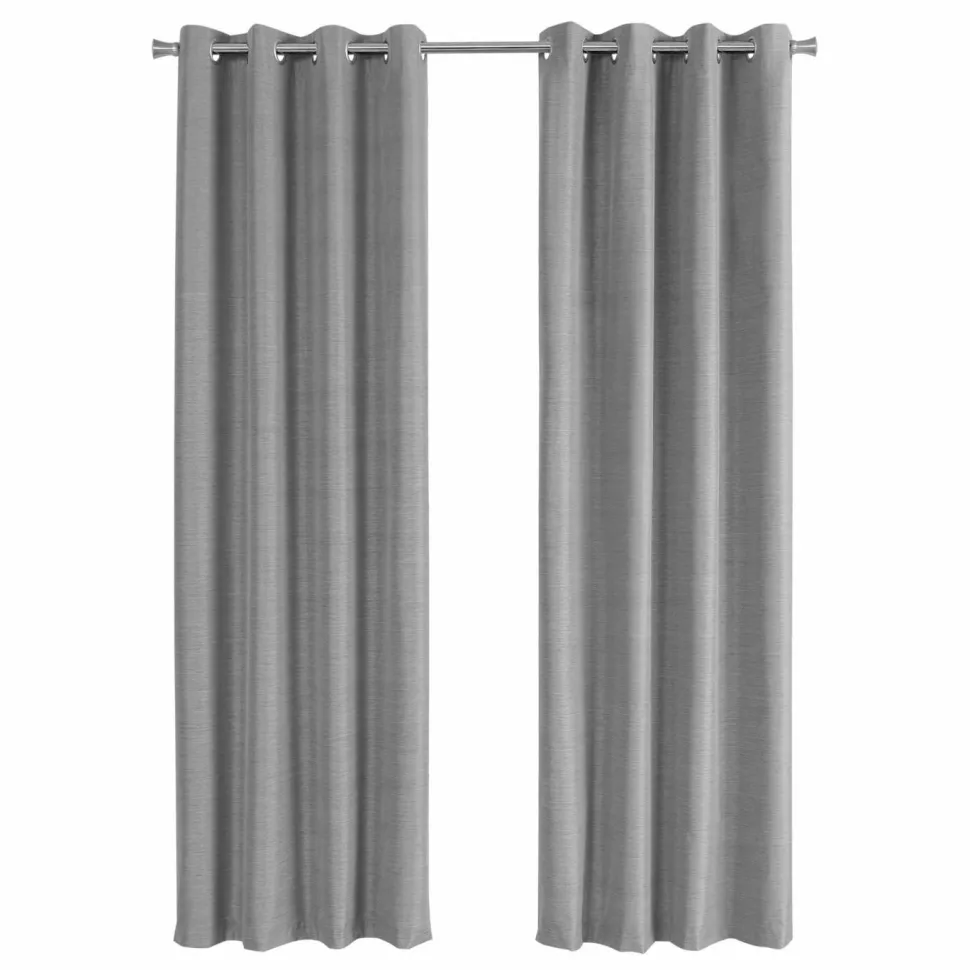 Curtain Panel, 2pcs Set, 54"W X 95"L, 100% Blackout, Grommet, Living Room, Bedroom, Kitchen, Grey Thermal Insulation Polyester, Contemporary, Modern