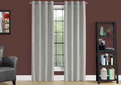 Curtain Panel, 2pcs Set, 54"W X 84"L, 100% Blackout, Grommet, Living Room, Bedroom, Kitchen, Grey Thermal Insulation Polyester, Contemporary, Modern